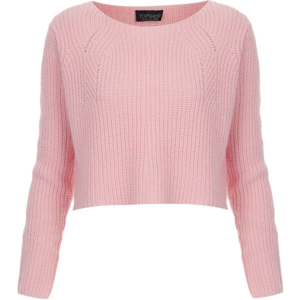 Topshop Baby Pink Cropped Knit Sweater
